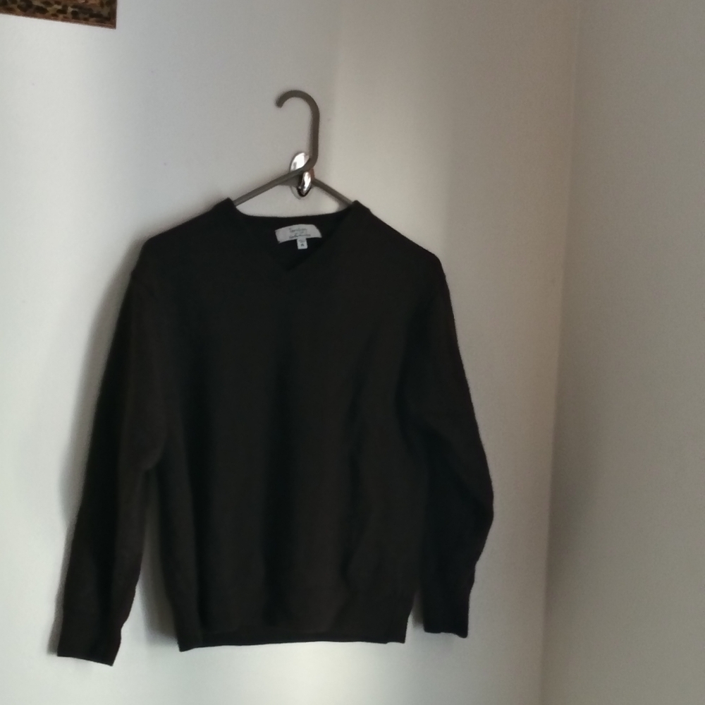 Turnbury Sweater Men/ Boys XL Brown Elegant V-Neck Merino Wool Winter Academia